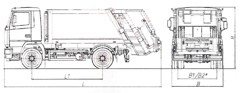 Rear-loading rubbish truck model MK-3541-01