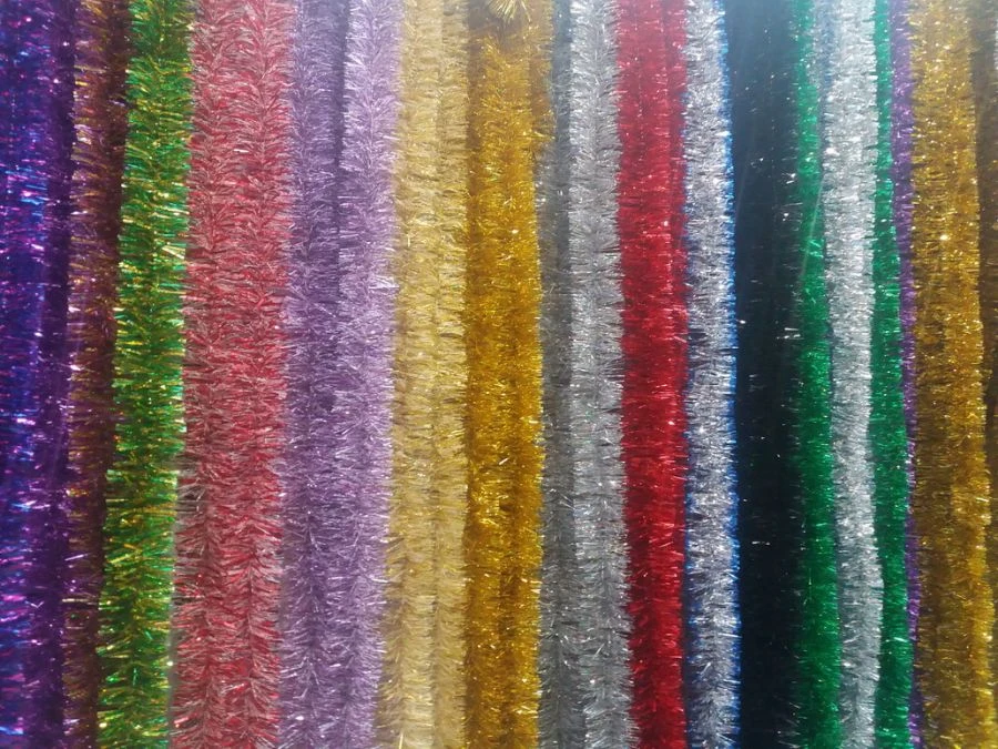 New Year's tinsel on a wire 1,8-2m, diameter 5cm.