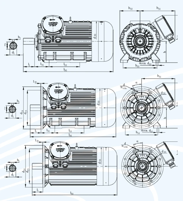 General industrial asynchronous electric motors of DA 250 series, power not more than 37 kW