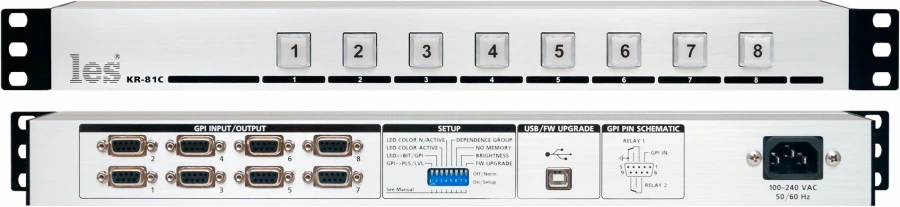 KR-81C - Active control panel. 8 buttons, GPI output/input signals, USB, built-in PSU.
