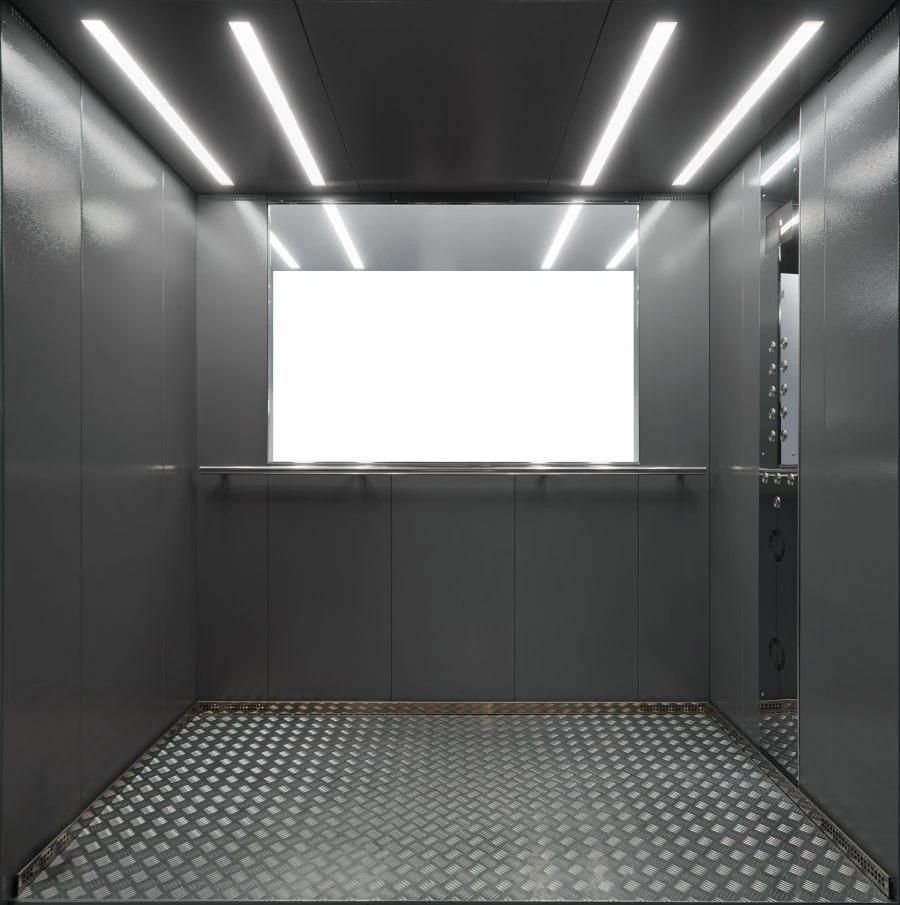 Passenger lift with a capacity of 630 kg, cabin speed 1 m/s with overhead machine room
