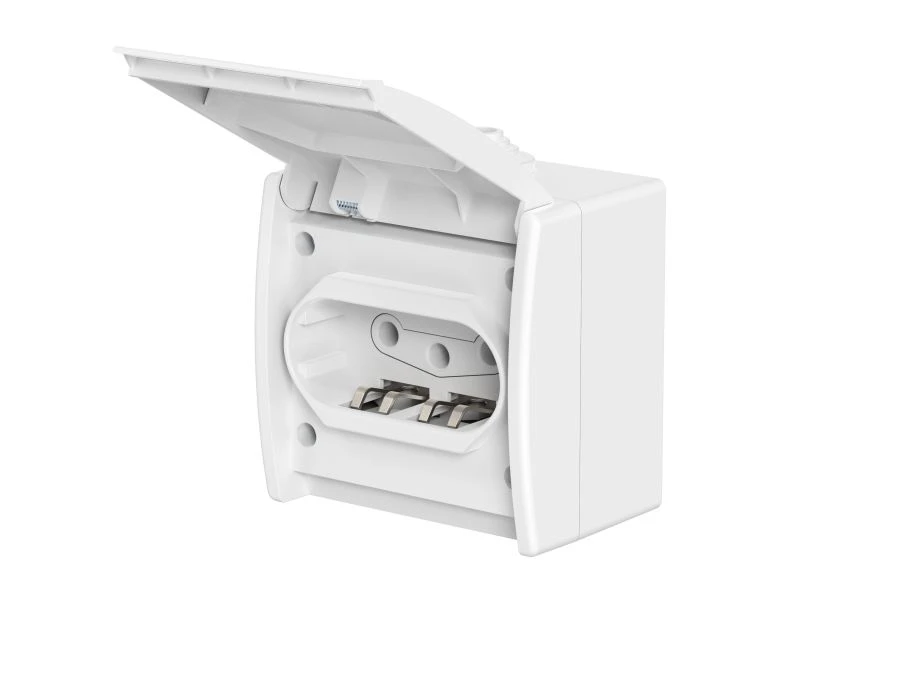 CADUCEUS ALING POWER Outdoor three-pole socket with ceramic base 16A, 440V~, white, art. 243.00