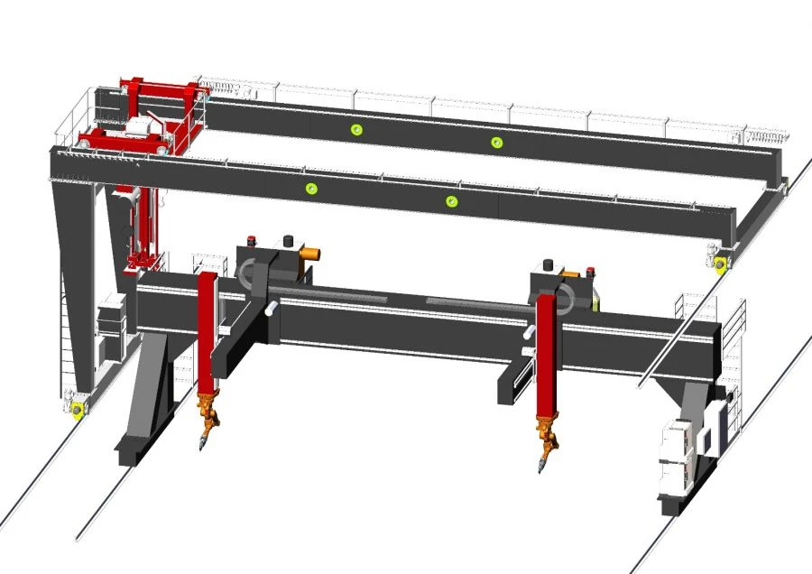 Flat section production line with robotised welding, IRS