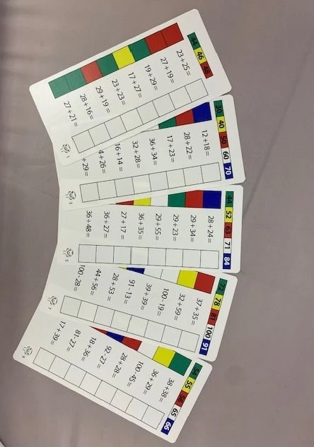 Handout cards for control cubes #7 "Addition and subtraction within 100".