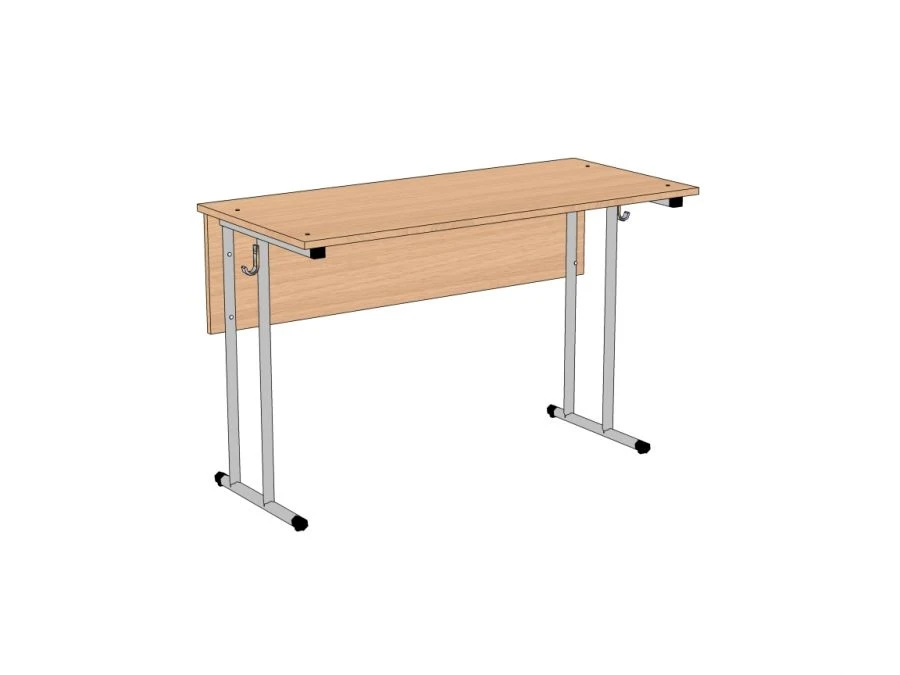 Pupil's desk 2-seater, not adjustable, round tube, straight ski SU-2.2.01.D