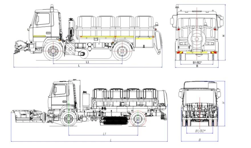 Road maintenance machine with a set of summer equipment model MK-3532-04