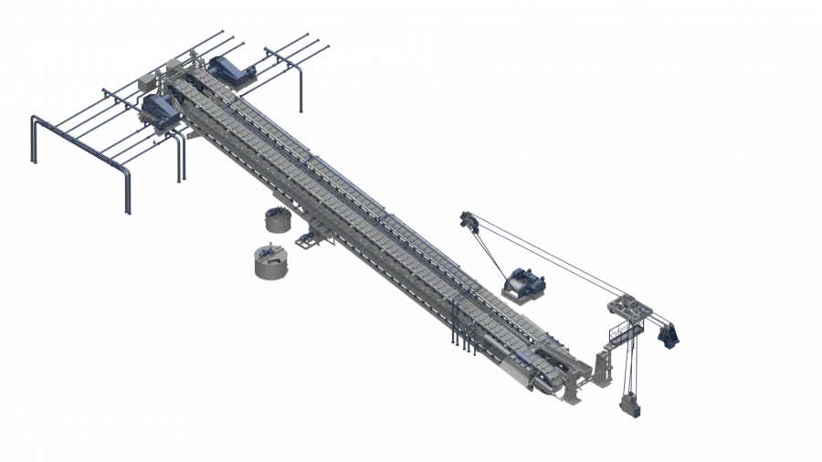 Casting conveyor machine for cast iron