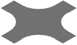 Radius X-branch cover of self-supporting cable girder KLI 000 X, with overall dimensions from 150 to 1000 mm, metal thickness 1,