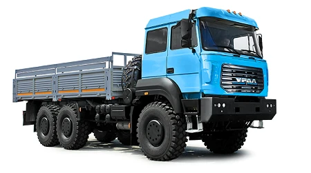 Flatbed truck Ural 63701-0911 (Equipment variants: FG 16JS200TA, 16JSD220TA; clutch: ZF, Hammer; neutraliser: dine).