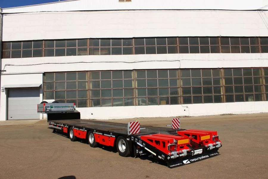 Semi-trailer Tverstroimash 993931 modification 0023 variant - broken platform with ramps