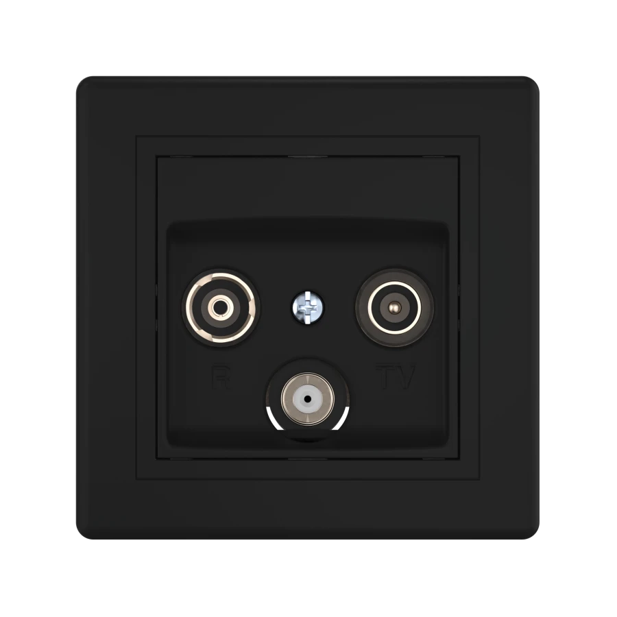 CADUCEUS ALING PRESTIGE Flush-mounted antenna TV/FM/SAT end socket, black (soft touch), art. 612S.?1?1?1