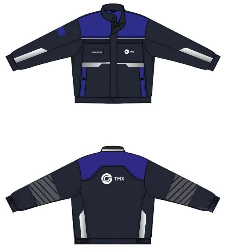 Jacket for men for protection against mechanical influences Worker art.TMH005 colour Total Eclipse with Strong Blue, blended fab
