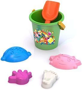 Sand Set ?72 (moulds Girl+Boy+Hands+Feet, small bucket with print, scoop)