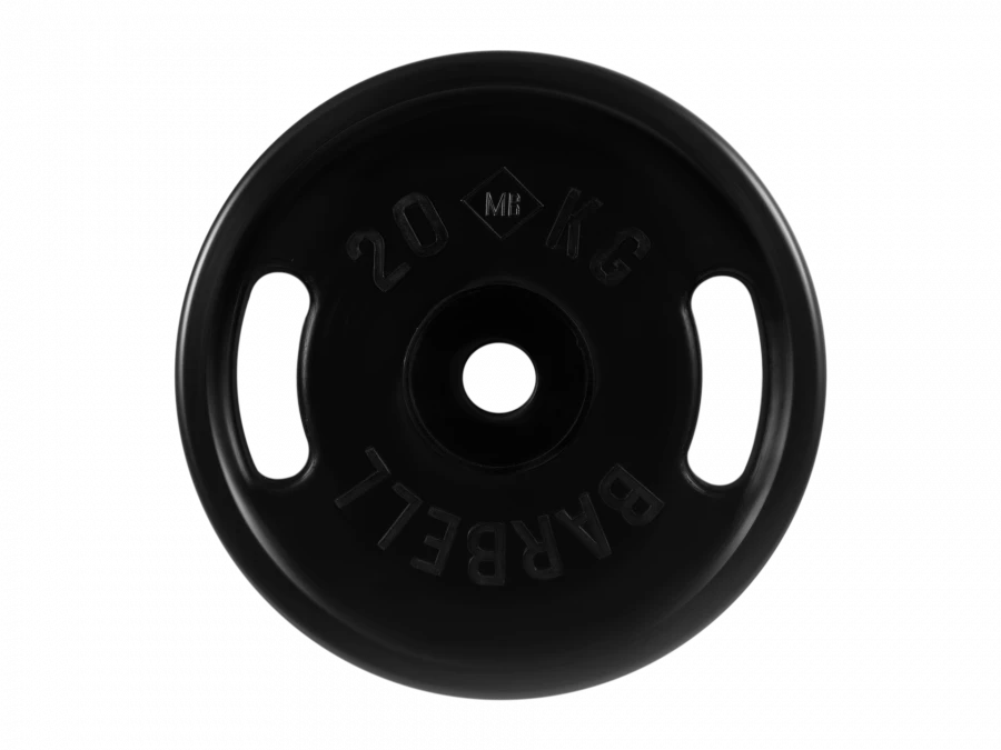 MB-PltBS-20 Rubber disc "Euro-Classic" with handles, black, 51 mm, 20 kg