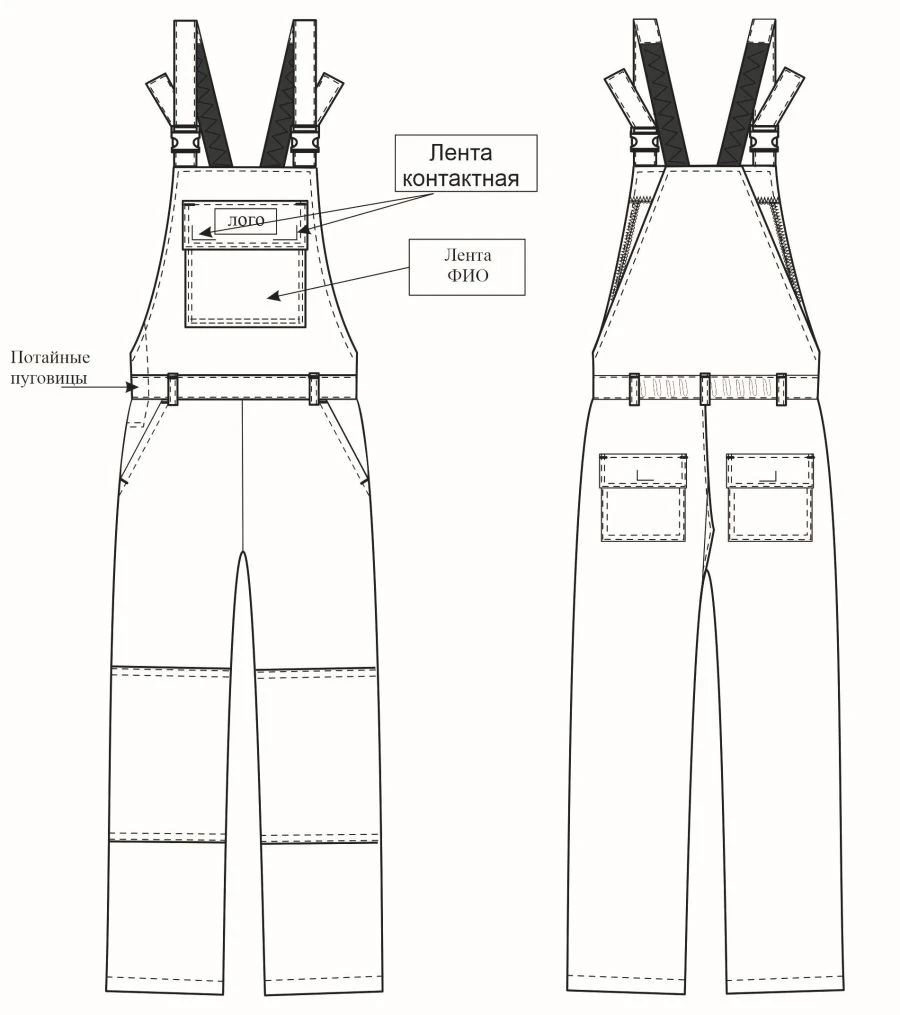 Women's dungarees for protection against general industrial pollution and mechanical effects (abrasion).