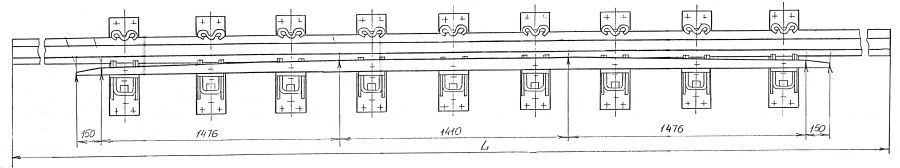 Cross rail with counter rail of P65 type of 1/11 grade (project 2718.34.000/-01/-02/-03)