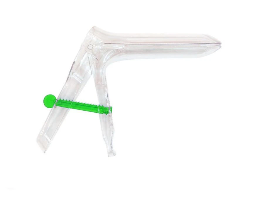 Gynaecological polymer sterile mirror according to Cusco type D, size L, transparent