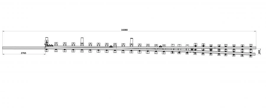 Curved frame rail with straight shank of project H01.001.7000.00-01