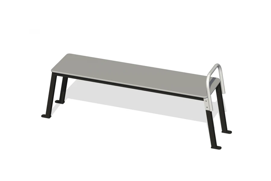 Horizontal gymnastics bench with foot lock for the test "Torso raise from supine position".