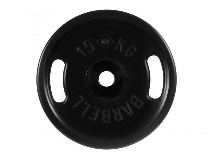 MB-PltBS-15 Rubber disc "Euro-Classic" with handles, black, 51 mm, 15 kg