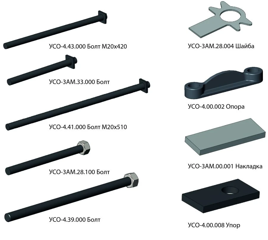 Set of assembly parts of unified detachable equipment USO-4.50.000