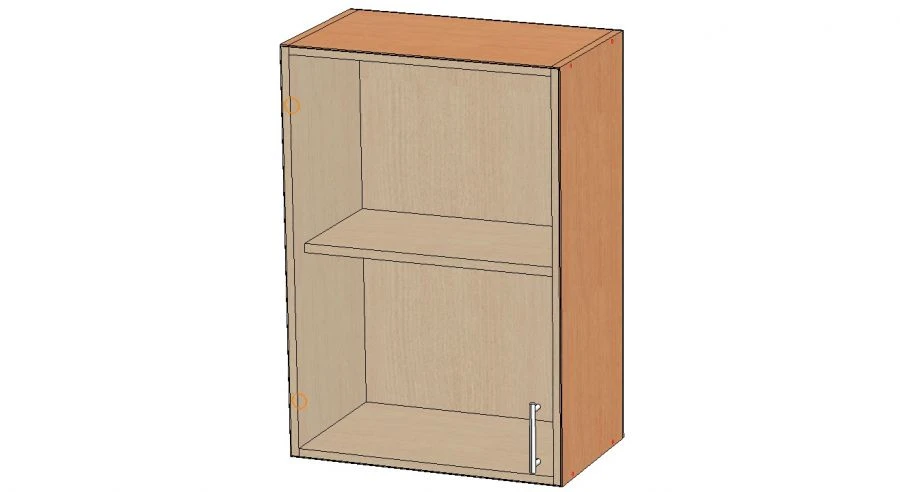 One-door hinged cupboard with shelf with glass. Model ??-2