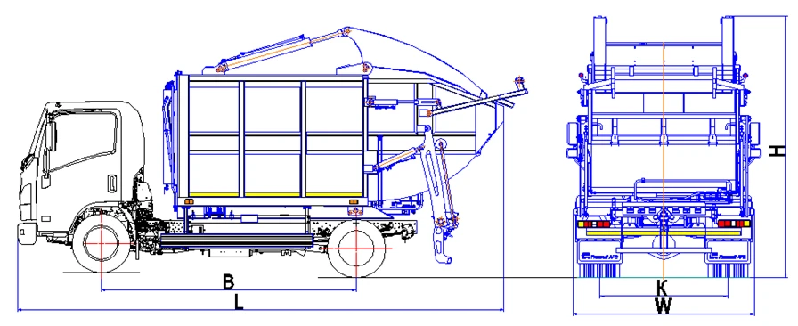 Rear-loading rubbish truck of model MK-4545-13