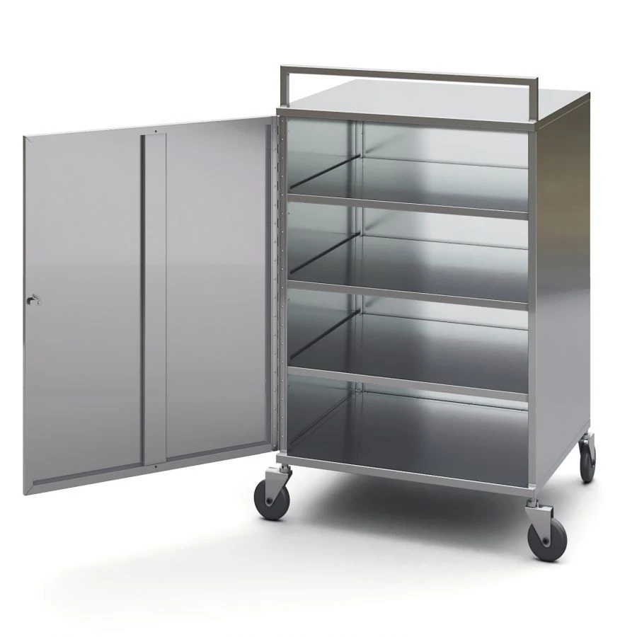 Closed trolley for transporting semi-finished meat products