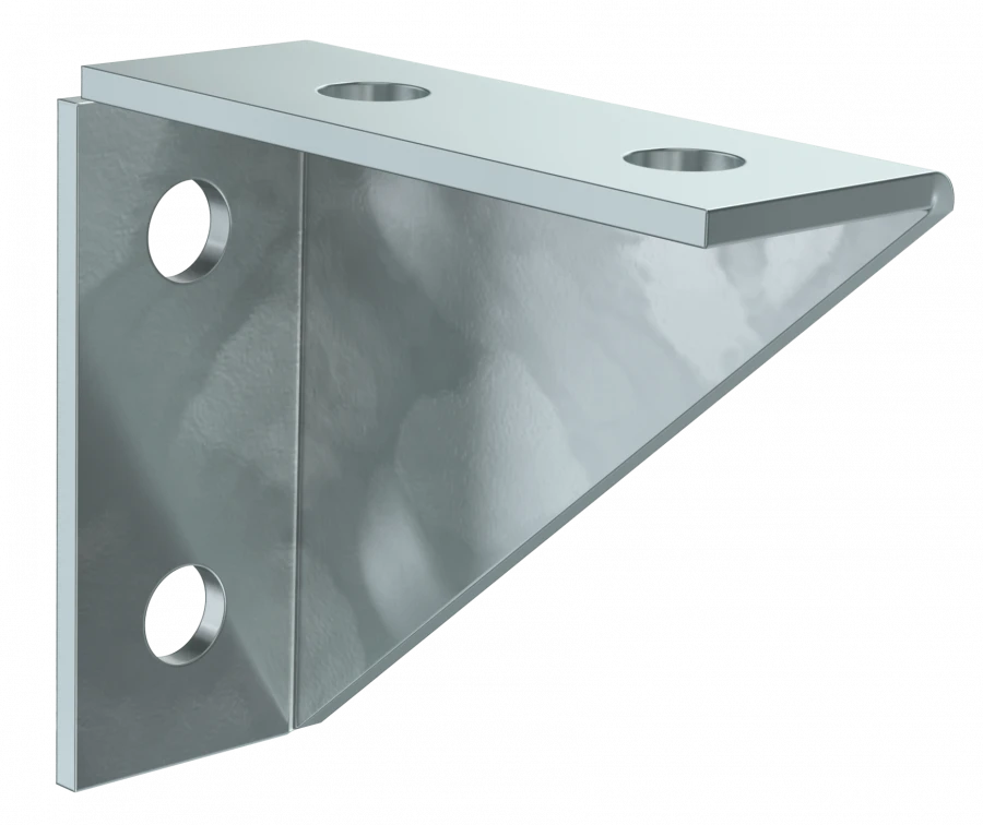 Double reinforced fixing bracket for STRUT profile