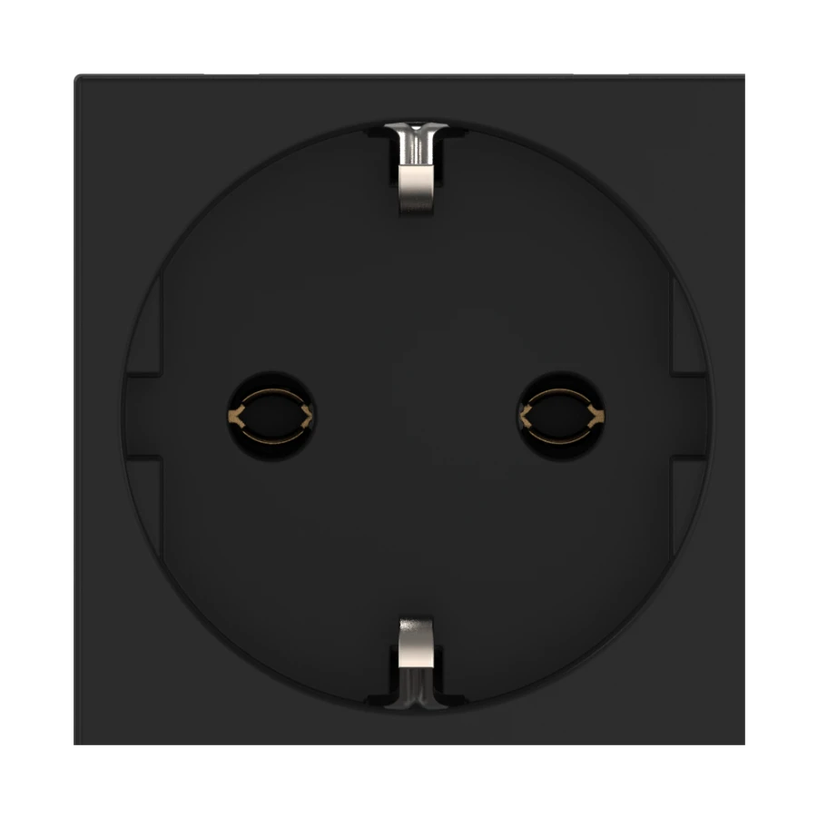 CADUCEUS ALING HIDE Modular 45x45, 16A, 250V~, horizontal socket with grounding, without blinds, black
