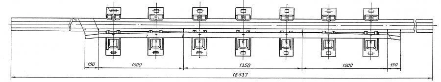 Crossing rail with counter rail of P65 type of grade 1/9 (project 2796.04.000/-01/-02/-03)
