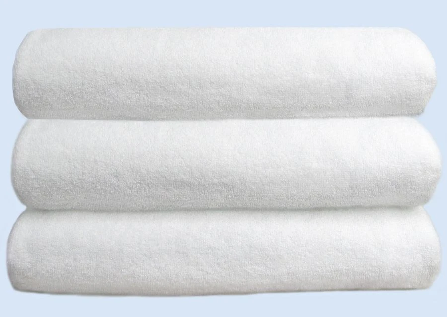 Bleached cotton terry bathing sheets