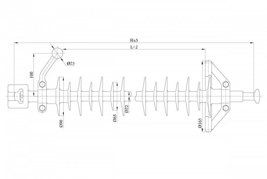 Linear suspended rod insulator with protective sheath made of organosilicon composition LK 120/220-IG-5 GP