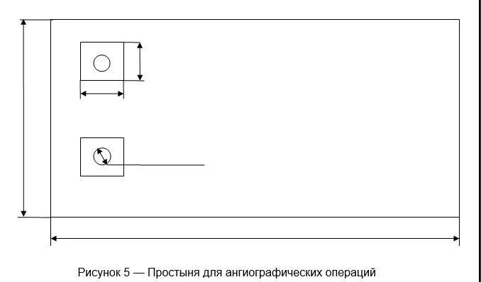 Sheet for angiographic operations, forming part of the Disposable Nonwoven Clothing Set for limitation of the pressure on the sk