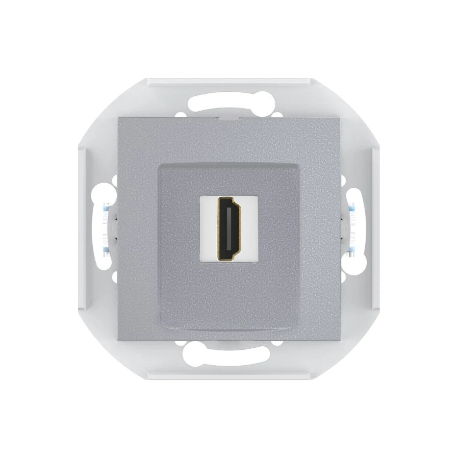 CADUCEUS ALING PRESTIGE Flush-mounted socket outlet with Keystone HDMI module type A-A, silver, ref. 60163.S (mechanism)