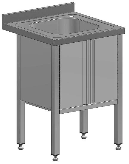 Table with sink, stainless steel, closed, with side 600x600x850 mm