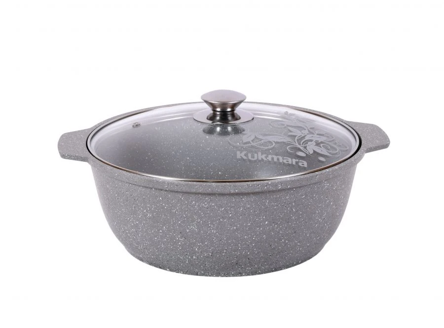 Cast aluminium 3L roasting pan (with non-stick coating) TM Kukmara, with glass lid, "Marble" line