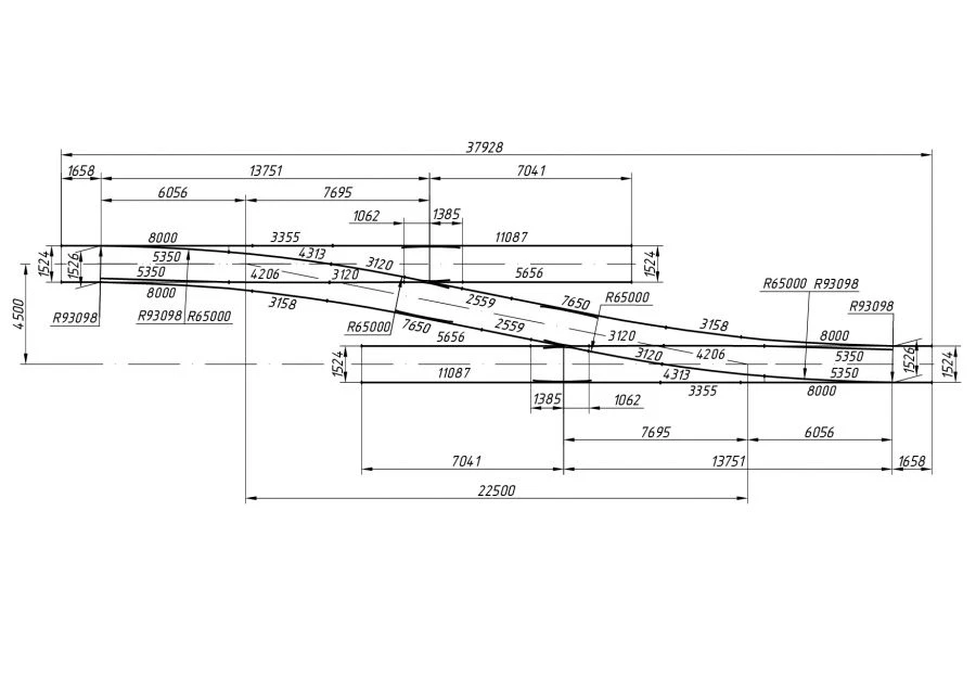 Single ramp of type R65 grade 1/5 (project VSP020. 00. 000-02/-03)