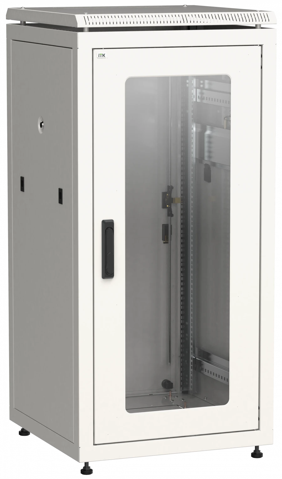 LN35-24U66-GM ITK Network cabinet 19" LINEA N 24U 600x600 mm glass front door, metal rear door grey