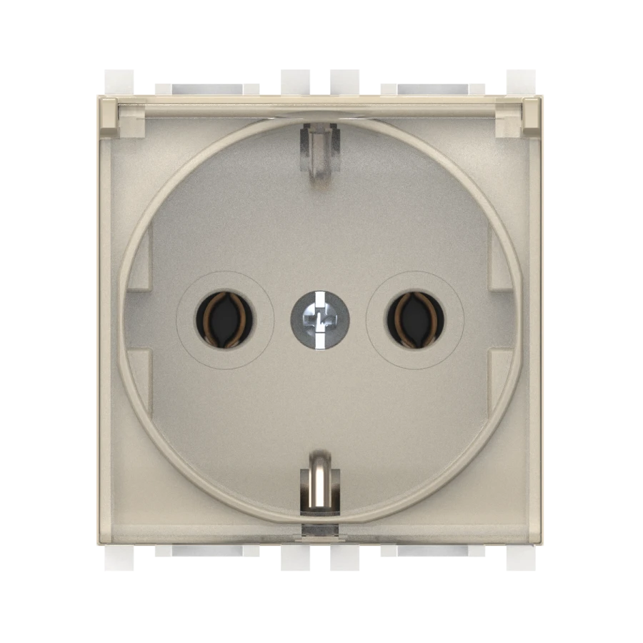CADUCEUS ALING Experience Flush-mounted earthing socket without centre screw with cover 16A, 250V~, 2M, beige, art. 74103.9