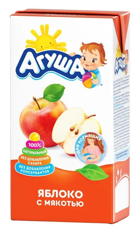 Apple juice with pulp enriched with vitamins and minerals restored "Agusha" 0,5 litre for the nutrition of nursing women