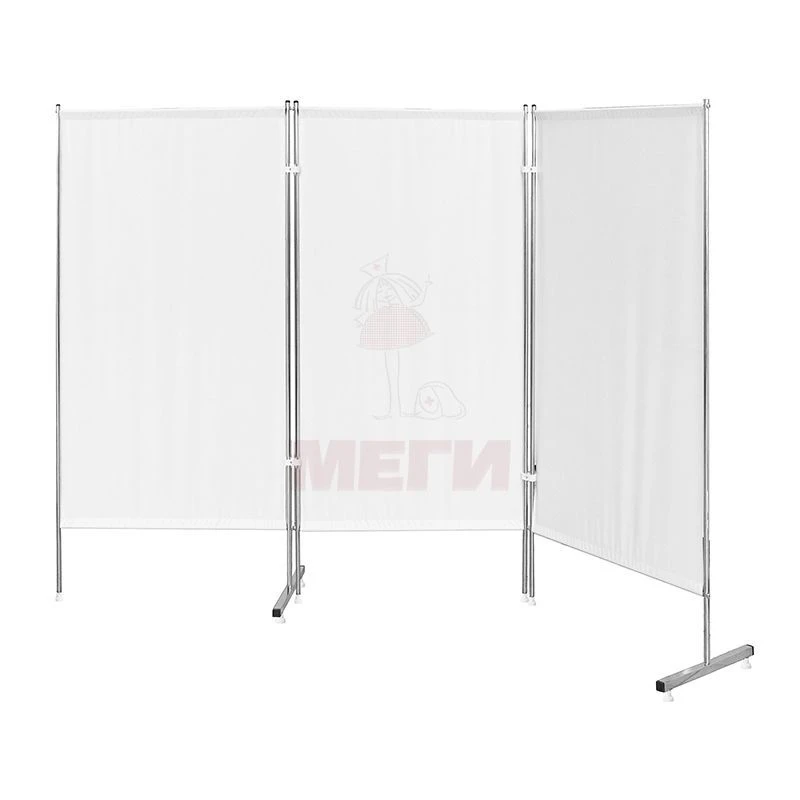SHM-MSC (MSC-35302-01) Medical screen of stainless steel, without wheels, three-sectional