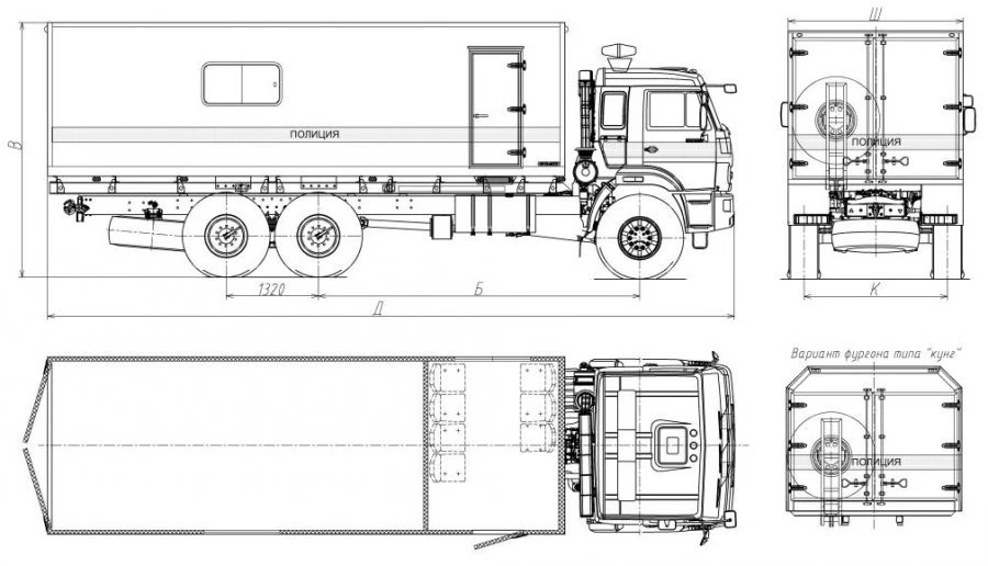 Truck trucks mod. 5759N1 without CMU on the basis of KAMAZ chassis mod. 5350-50
