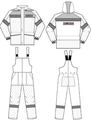 Men's suit (jacket, dungaree) for protection against general industrial pollution and mechanical effects (abrasion)