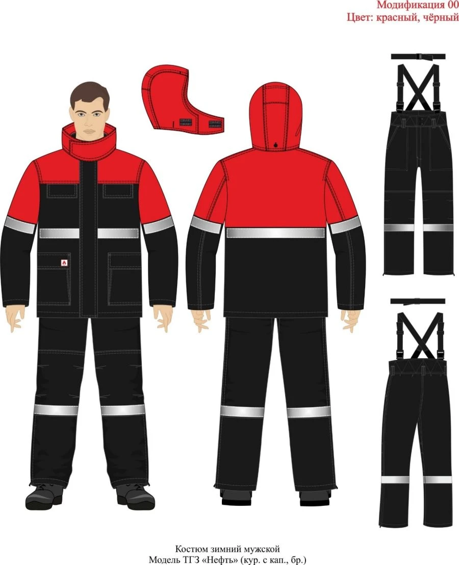 Men's suit (jacket, trousers) for protection against short-term exposure to naked flame, thermal radiation, convective t