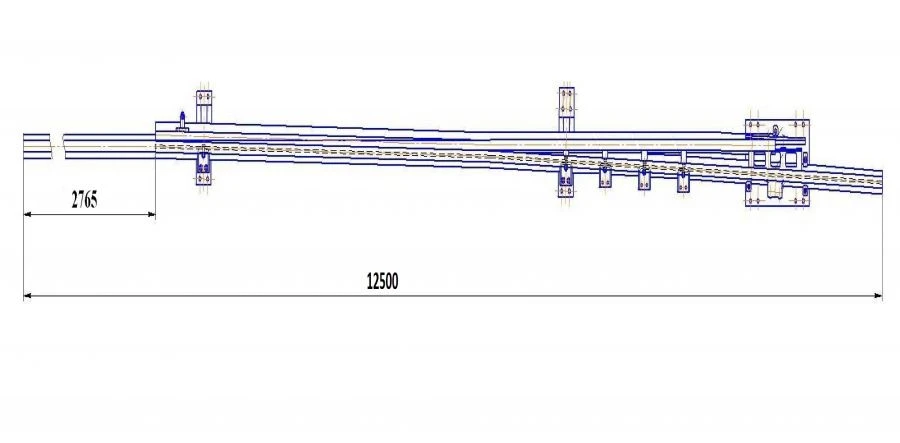 Curved frame rail of P65 type with straight shank of the project 2433.03.020RK2-01