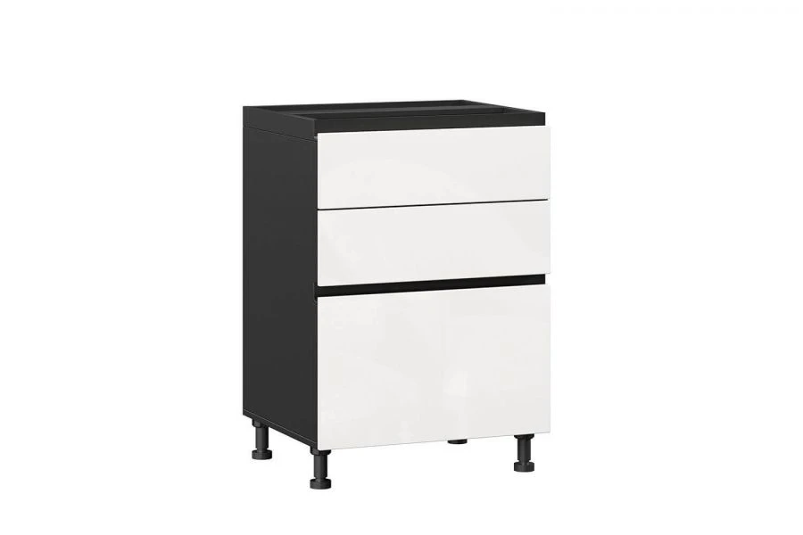 Sherwood LD.281130.000 Kitchen cabinet front 600 with 3 drawers LUX (4) (White gloss/Black )