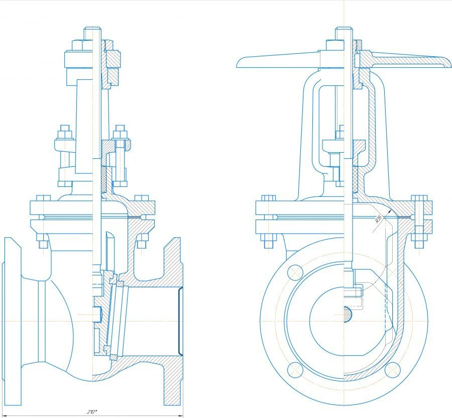 Cast iron wedge gate valve DN 80