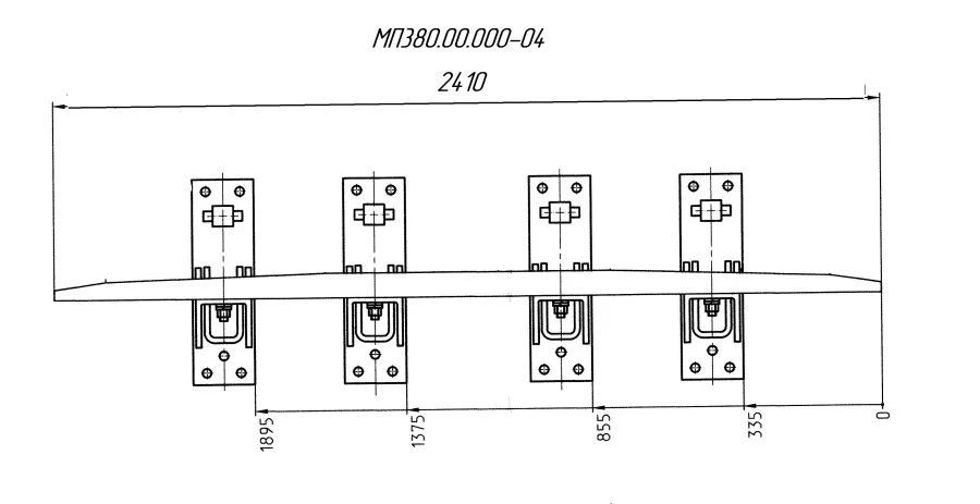 SP850 profile counter rail with complete set of pads with stop and fastenings for SP t. R50 m 1/6 pr. 1581 (MP 380.00.000-04)