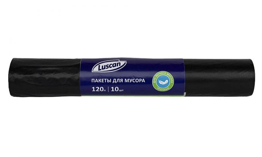 LDPE 120l 30 micron 10pcs/roll black 70x110cm Luscan rubbish bags